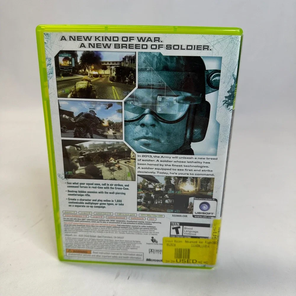 Tom Clancy Ghost Recon Advanced Warfighter Xbox 360 Game Disc‎ Manual Case Works